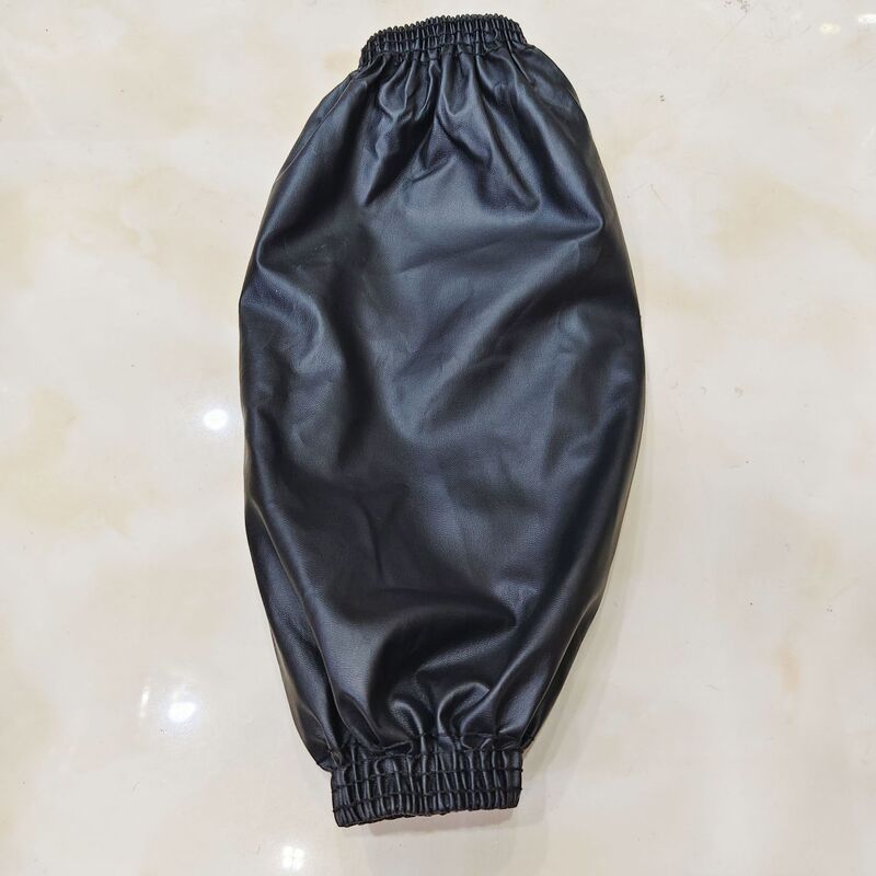 Extended and Enlarged Leather Sleeves with Four-Stitch Cuffs and Four-Thread Reinforcement, Black Leather Sleeves Extended and Enlarged Leather Sleeves with Four-Stitch Cuffs and Four-Thread Reinforcement, Black Leather Sleeves