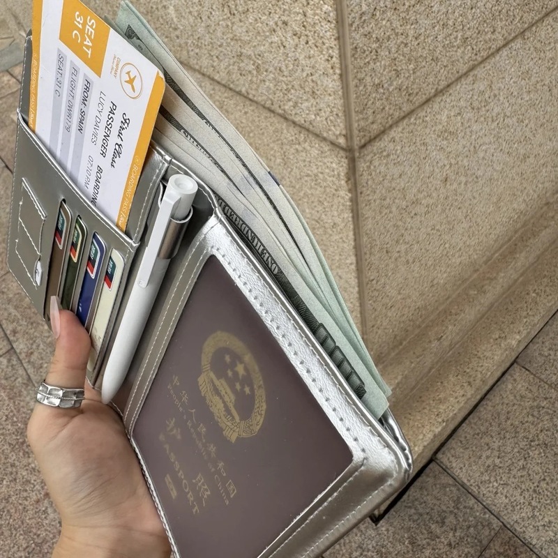 小众韩系银灰色护照夹高颜值出国旅游身份证件收纳套卡包高级感|undefined