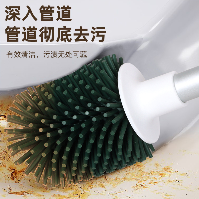 Toilet Toilet Brush Long Handle Round Head No Dead Angle Toilet Cleaning Brush Squatting Toilet Cleaning Silicone Head Toilet Brush