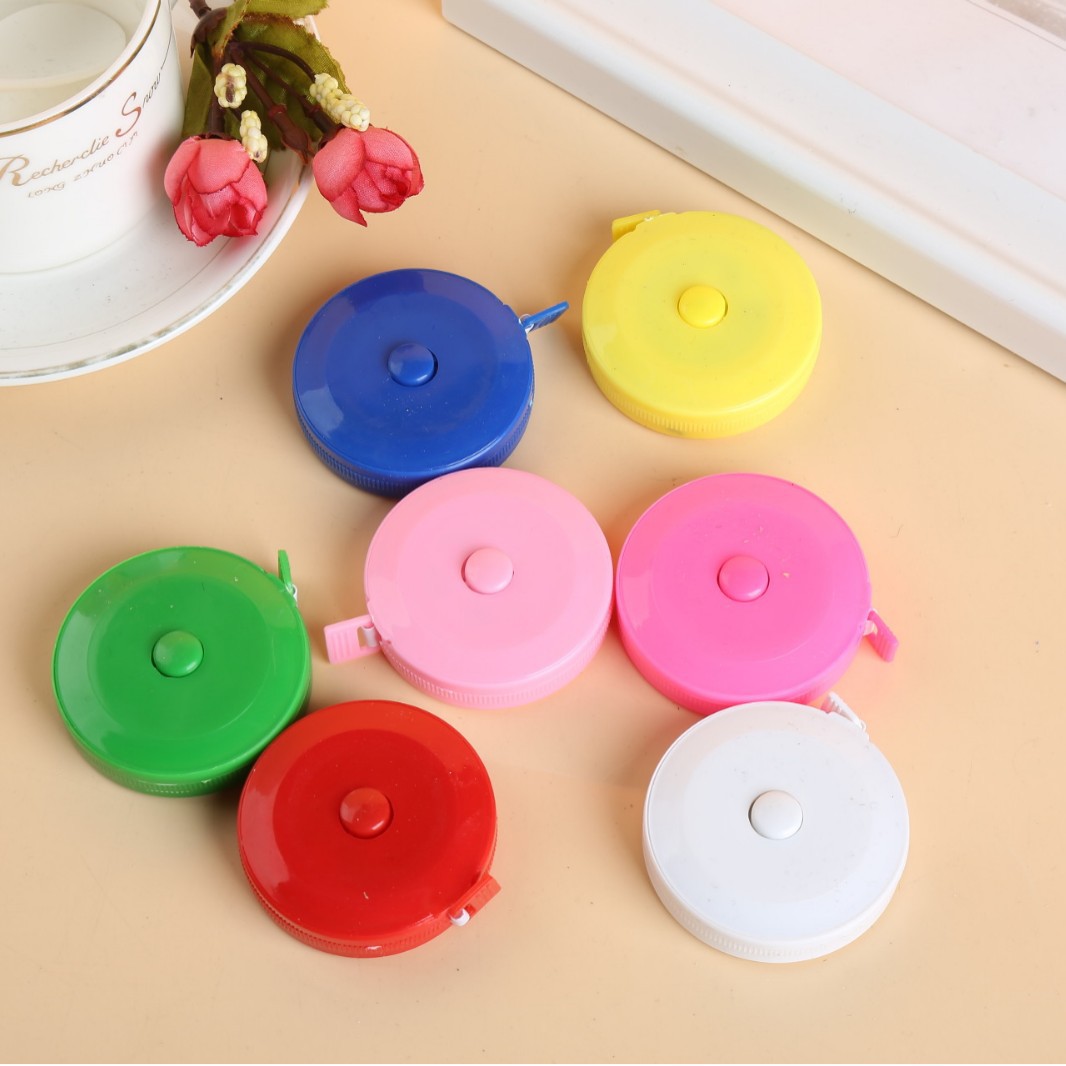 彩色圆形皮尺三围尺圈尺自动伸缩卷尺 淘宝小礼品测量尺(英寸）