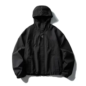 黑舰队山系户外机能拼色连帽外套抗撕裂防风多袋宽松冲锋运动夹克