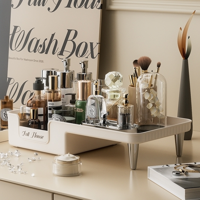 Light Luxury Instagram Style Cosmetic Storage Rack Vanity Makeup Mask Shelf Bathroom Dustproof Desktop Storage Box