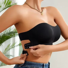 女士无缝无肩带抹胸文胸 交叉背设计侧扣无线可拆卸垫