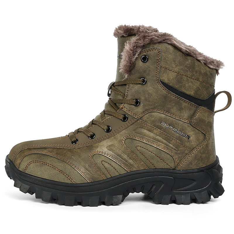 Nuevos deportes casuales transfronterizos para hombres al aire libre calentamiento de algodón botas de nieve de moda al aire libre zapatos de montaña negros con veludo