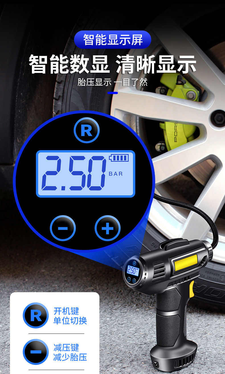 Car Air Pump Portable Rechargeable Air Pump Car Tire Inflator Electric Wireless Air Pump