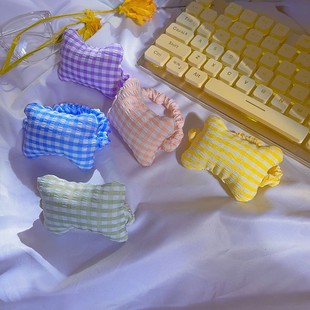 Mouse Pad Small Pillow Elastic Band Wrist Pad Plaid Ins Small Fresh and Sweet Hair Tie Wrist Mouse Holder Wholesale