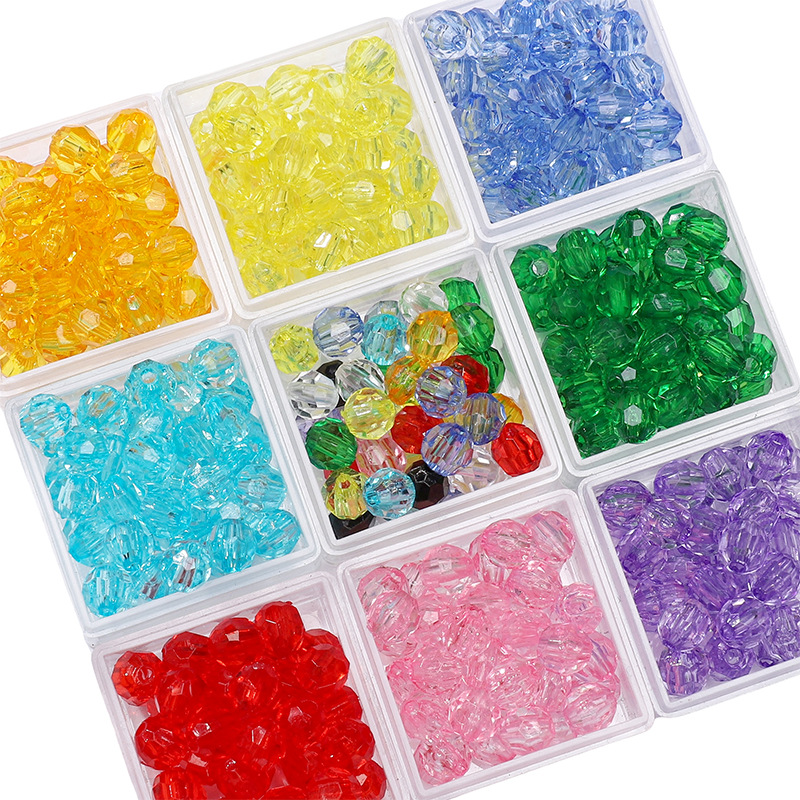 Acrílico de color mixto 32 cuentas transparentes de ángulo de corte DIY hechas a mano antiguas pinzas de pelo collar pulsera accesorios de material de cuentas image 5