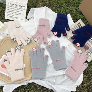 South Korea New Winter Knitted Gloves Cute Korean-style Cold-proof Warm-keeping Thickened Touch Screen Cycling Gloves for Female Students