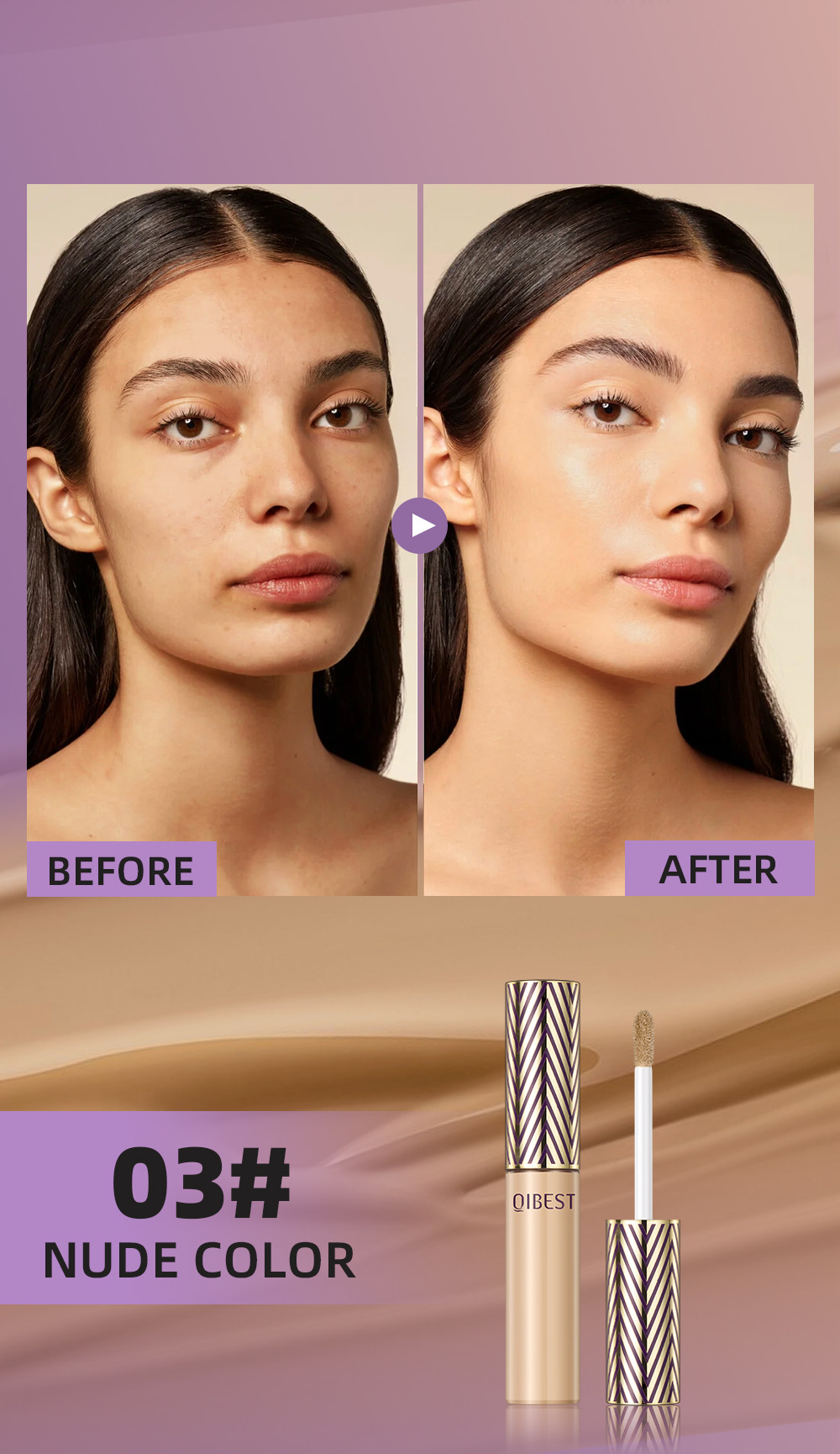 carina QIBEST Concealer Wasserfeste, schweißfeste Lotion, langlebig und schwer zu entfernendes Make-up, deckt Flecken und Akneflecken ab und verblasst nicht_voghion.com