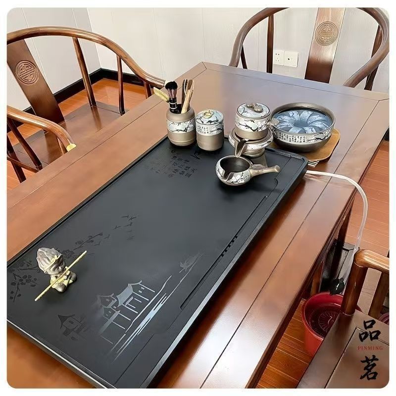 茶桌石盘嵌入式茶盘面板茶台石板内嵌大理石托盘接水盘漏水盘