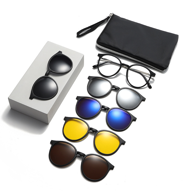 Magnetic suction frame sunglasses TR hanging frame set glasses men's and women's interchangeable sunshade polarized sunglasses set glasses wholesale