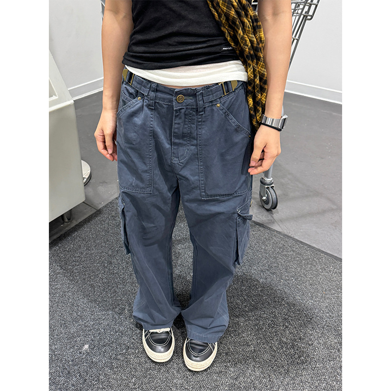 American Retro Washed Straight-Leg Design Multi-Pocket Loose Cargo Pants Unisex Street Vintage Casual Long Pants Trendy American Retro Washed Straight-Leg Design Multi-Pocket Loose Cargo Pants Unisex Street Vintage Casual Long Pants Trendy