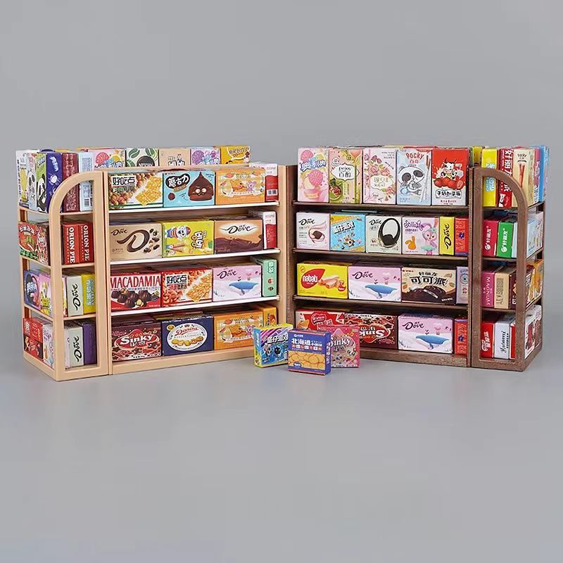 Mini simulación de supermercado estante pequeño para niños juguetes en miniatura comida juguete muñeca estante de exhibición modelo decoración