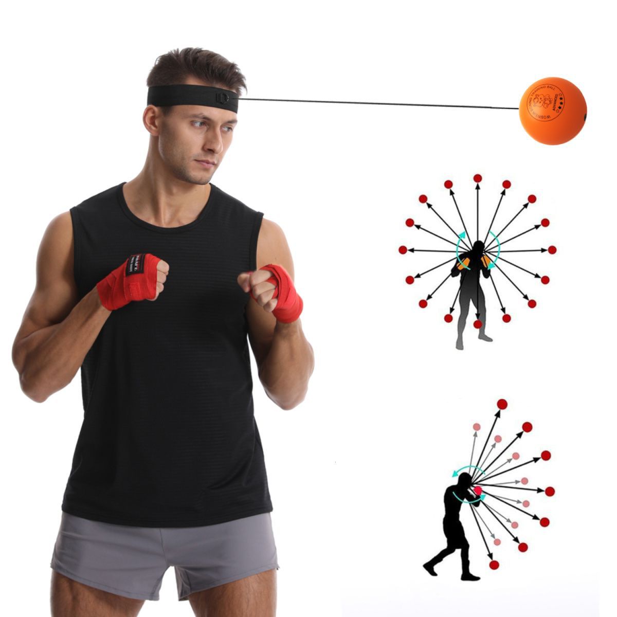 Kopfmontierter Box-Schnellreaktionsball für Heimtraining, Kampfball für Kinder, Stressabbau, glatter PU-Schaum_voghion.com