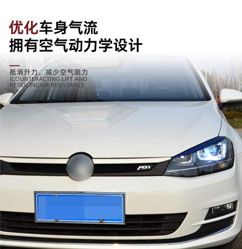 For Volkswagen Golf 7 MK7 2013-2019 Headlight Eyelid Trim Sticker