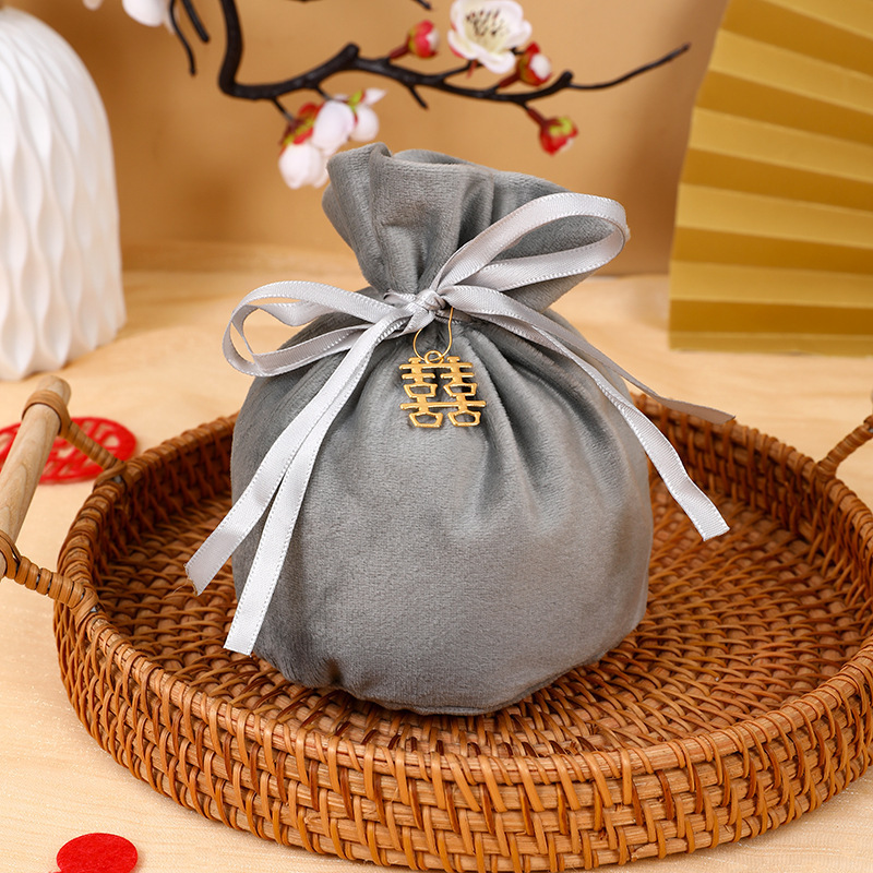 ヨーロッパ式の喜糖袋の創意的な丸い糸の布の結婚式の喜糖の箱のお土産の結婚祝いの祝日のプレゼントの袋の束のポケット|undefined