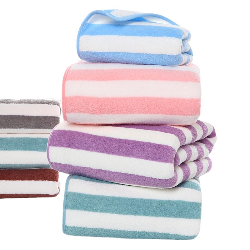 Warp knitted colored coral fleece towel absorbent face towel 3575 barbershop gift towel bath towel suit wholesale