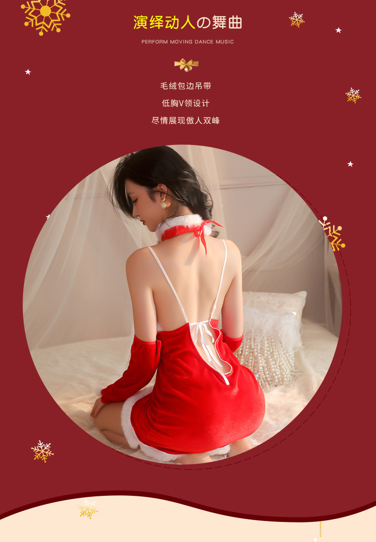 JK Christmas Bunny Girl Lingerie Set for Women, Uniform Role Play Costume, Stretch Spandex, One Size — detail image 32