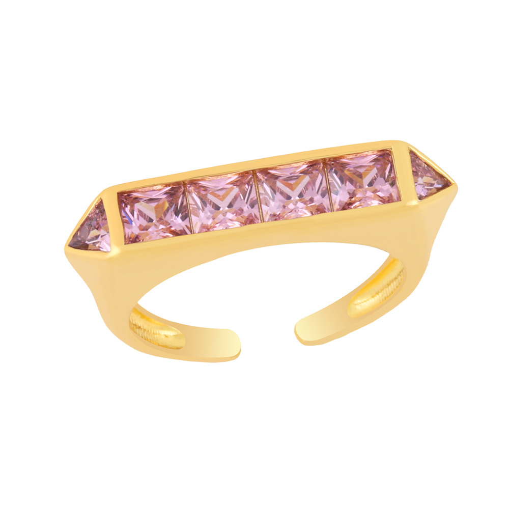 retro niche micro-inlaid zircon opening ring high sense geometric tail ring