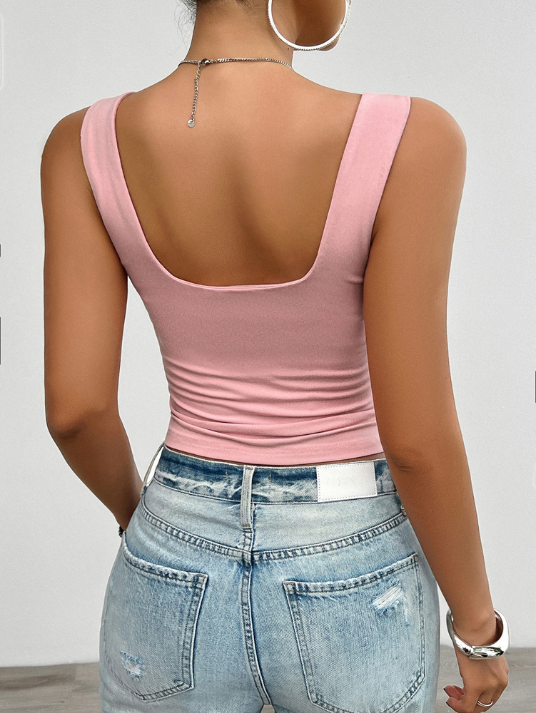 140g Weight Viscose fiber Fabric Type Short Top Length Vest Tops Type Holiday, Daily, Selfie Occasion Strap Neckline Slim Fit Type Solid Color Pattern Summer Season Women's Gender Casual, Simple Style, Streetwear Style Wholesale Women's Casual Simple Style Streetwear Solid Color Tank Tops 17