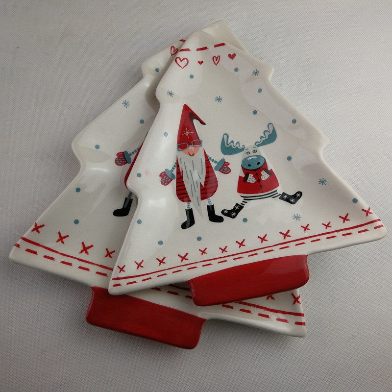 Vajilla navideña de cerámica de comercio exterior, forma de muñeco de nieve, olla de leche, lata sellada, plato 3D en relieve, plato de marido, taza de café