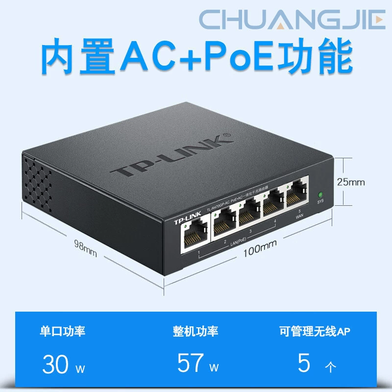 TP-LINK TL-R470GP-AC универсальный корпоративный 8-портовый гигабитный PoE маршрутизатор с AC-управлением и беспроводной точкой доступа