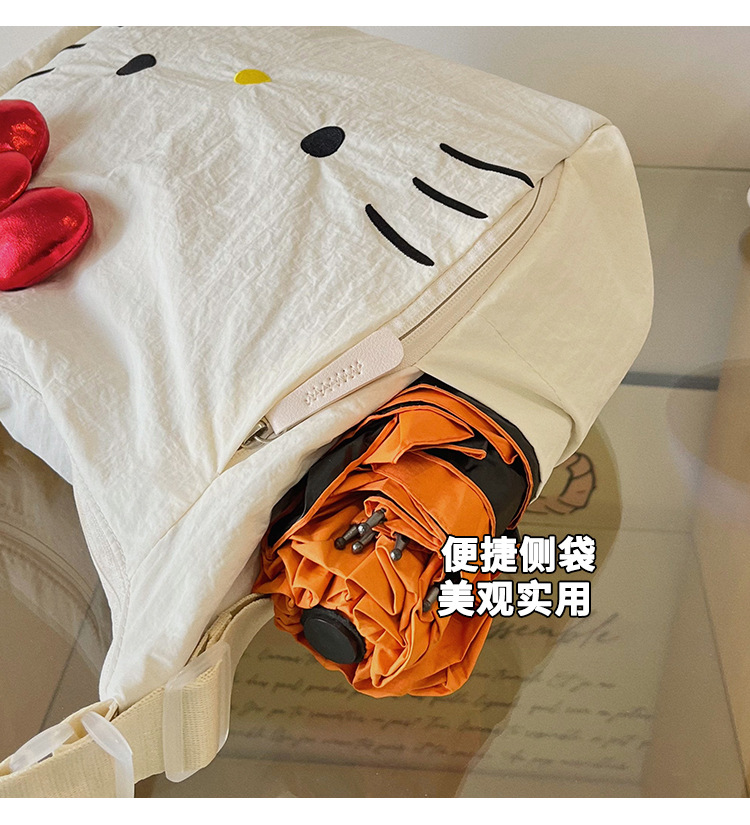 Cross-border Nylon Women's Bag 2026 New Style Large Capacity Cute Little Cat Single Shoulder Bag Bow Tote Bag Backpack