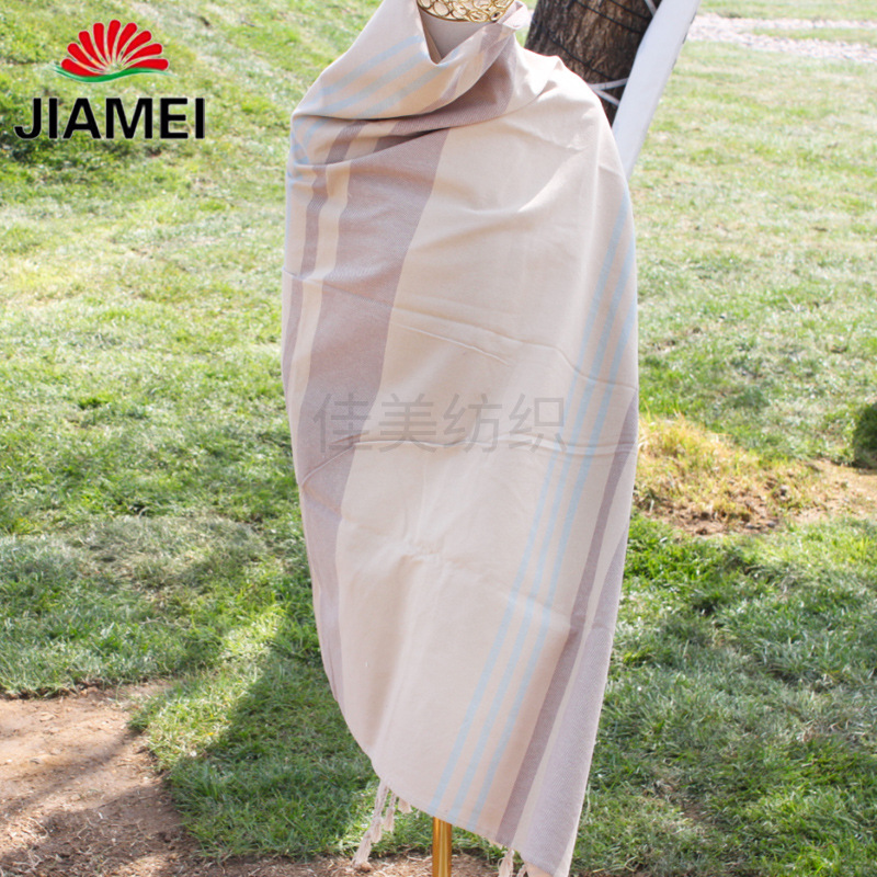 Exportación de la fábrica directa de Europa y América popular a rayas borla Toalla de playa de algodón toalla turca absorbente Gran toalla de baño teñida de hilo