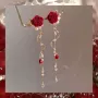 法式花语复古红色耳钉