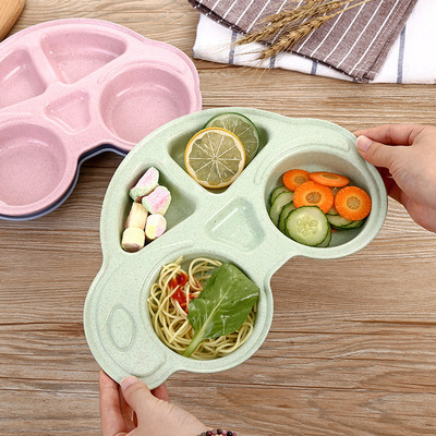 originality children tableware baby Cartoon automobile Having dinner Wheat Straw Dinner plate Complementary food Dishes