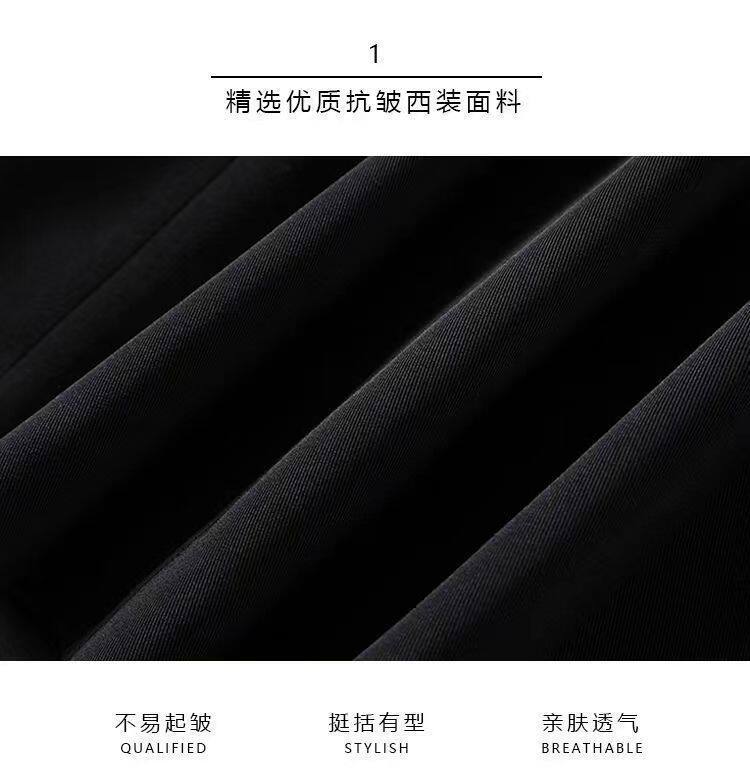 Bộ vest nữ công sở áo khoác vest đen dài tay kèm quần tây ống đứng — Quần tây ống đứng một chiếc, chiều dài quần khoảng 97cm, Áo khoác vest đơn chiếc, Áo khoác vest đơn + Quần tây ống đứng màu đen tuyền chi tiết 10
