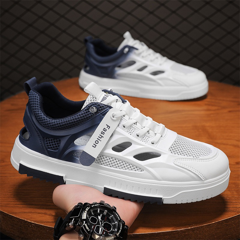 Zapatos de red para hombre 2025 nuevo verano transpirable delgado malla hueca zapatos de malla deportiva zapatos de moda blancos de verano para hombre