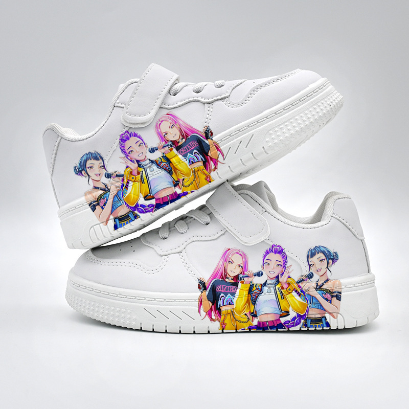 Kpop Demon Slayer Girl Group Foreign Trade Hot Item Three Sisters Uv Print Girls' Shoes White Sneakers Children's Board Shoes Autumn New Model