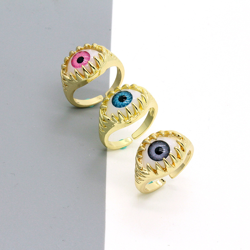 Retro Punk Personality Color Three-dimensional Eye Ring Devil's Eye Open Ring Wholesale display picture 1