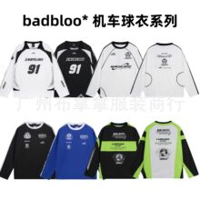 BADBLOO*复古机车球衣网红明星同款重工系男女同款网球服长袖T恤