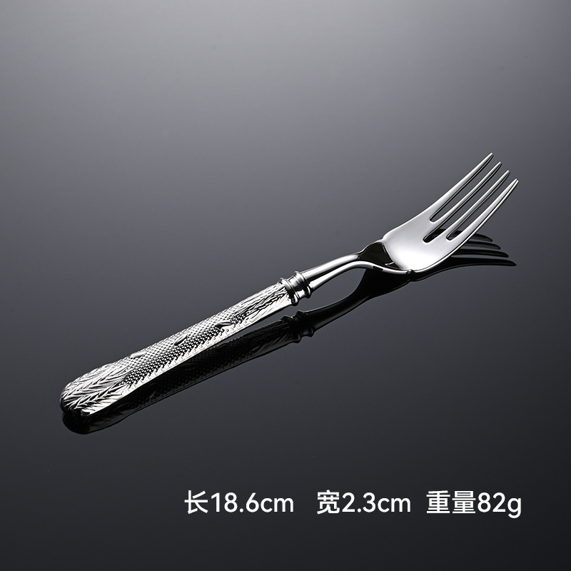 エン小麦穂 304 洋食器 ステーキナイフ、フォーク、スプーン、ティースプーン、フォーク、高見えホテル鍛造食器 ナイフとフォークのコンプリートセット|undefined