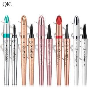 Amazon same QIC Japanese four eyebrow pencil imitation wild eyebrow waterproof non-faint four-claw bifurcated liquid eyebrow pencil