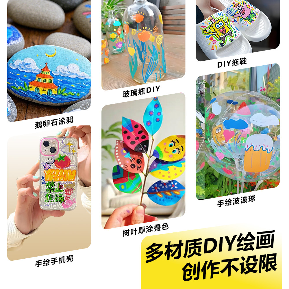 Rotulador acrílico en caja portátil creativo 36 colores para niños, papel impermeable, color apilable, pintura decorativa de graffiti