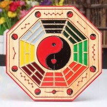 尚缘厂家批发桃木太极八卦镜虎头镜上油彩绘八卦家居吉祥挂件