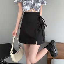学院风裙时尚半身裙子高腰垂感绑绳女夏裙短百褶裙超仙新款百搭