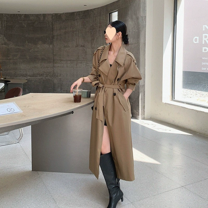 2025廓形中长款休闲英伦风衣外套女春秋翻领上档次高个子立领大衣