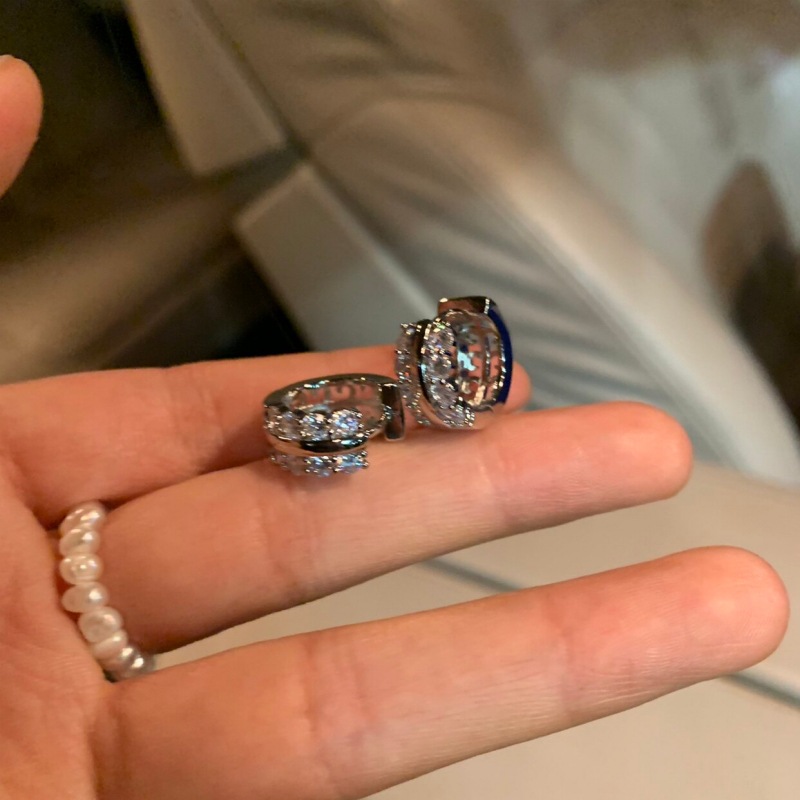 Double row zircon earrings silver
