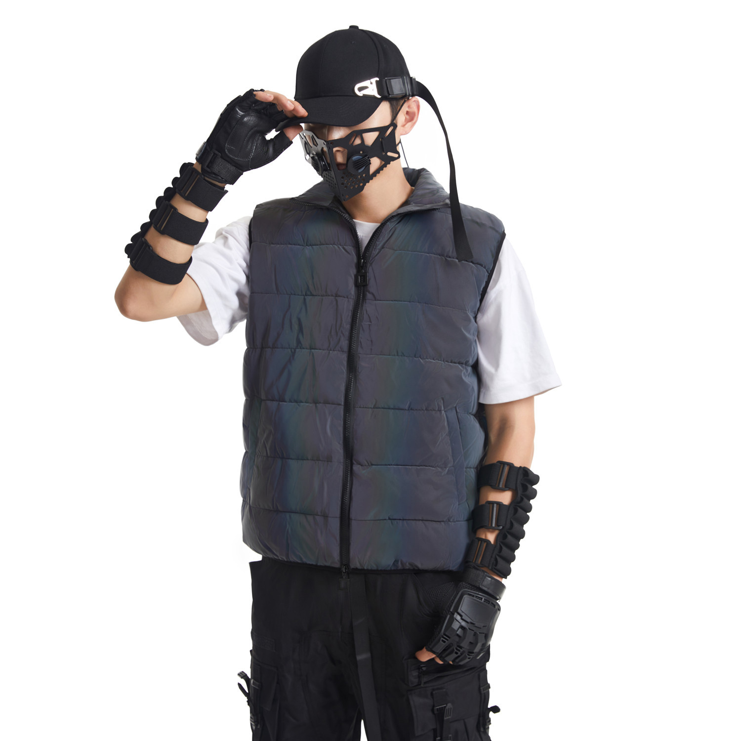 Men's Clothing colorful reflective cotton vest men's autumn and winter outdoor warm thick colorful reflective vest_voghion.com