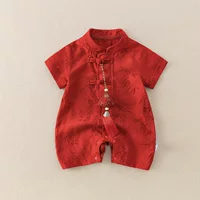 Детская летняя одежда, новый комбинезон в китайском стиле для маленьких мальчиков, полнолуние, 100 дней, летняя одежда для ползания