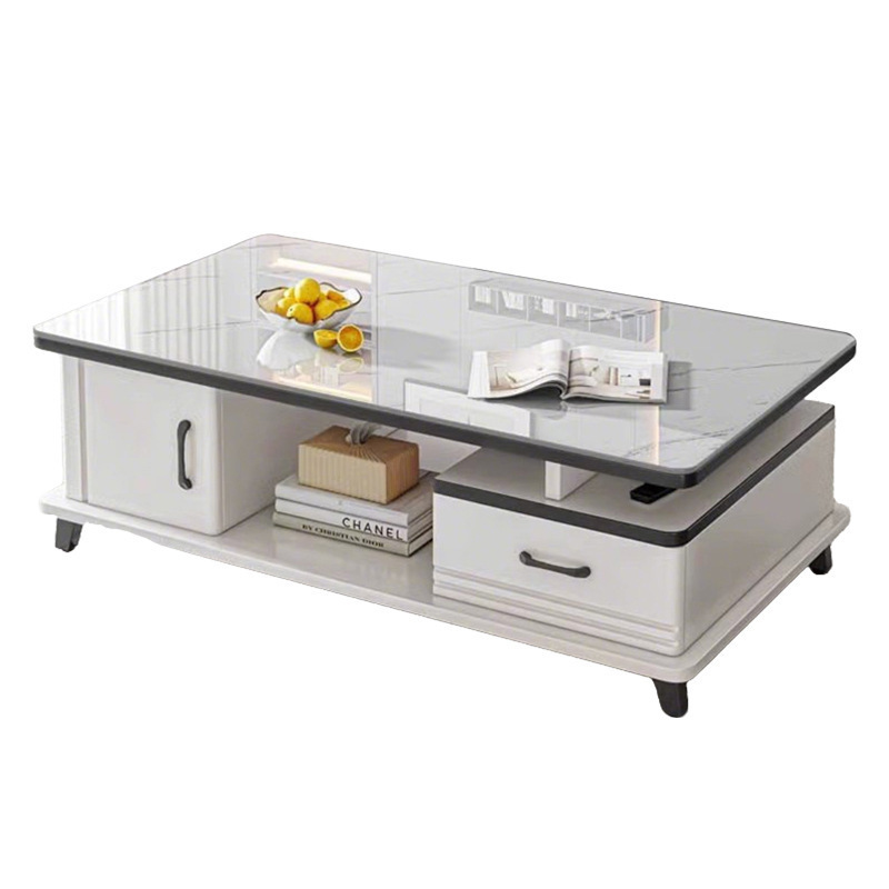 Mesa de té sala de estar pequeña casa simple vidrio templado moderno 2025 nuevo balcón de roca de lujo pequeño tablero de té