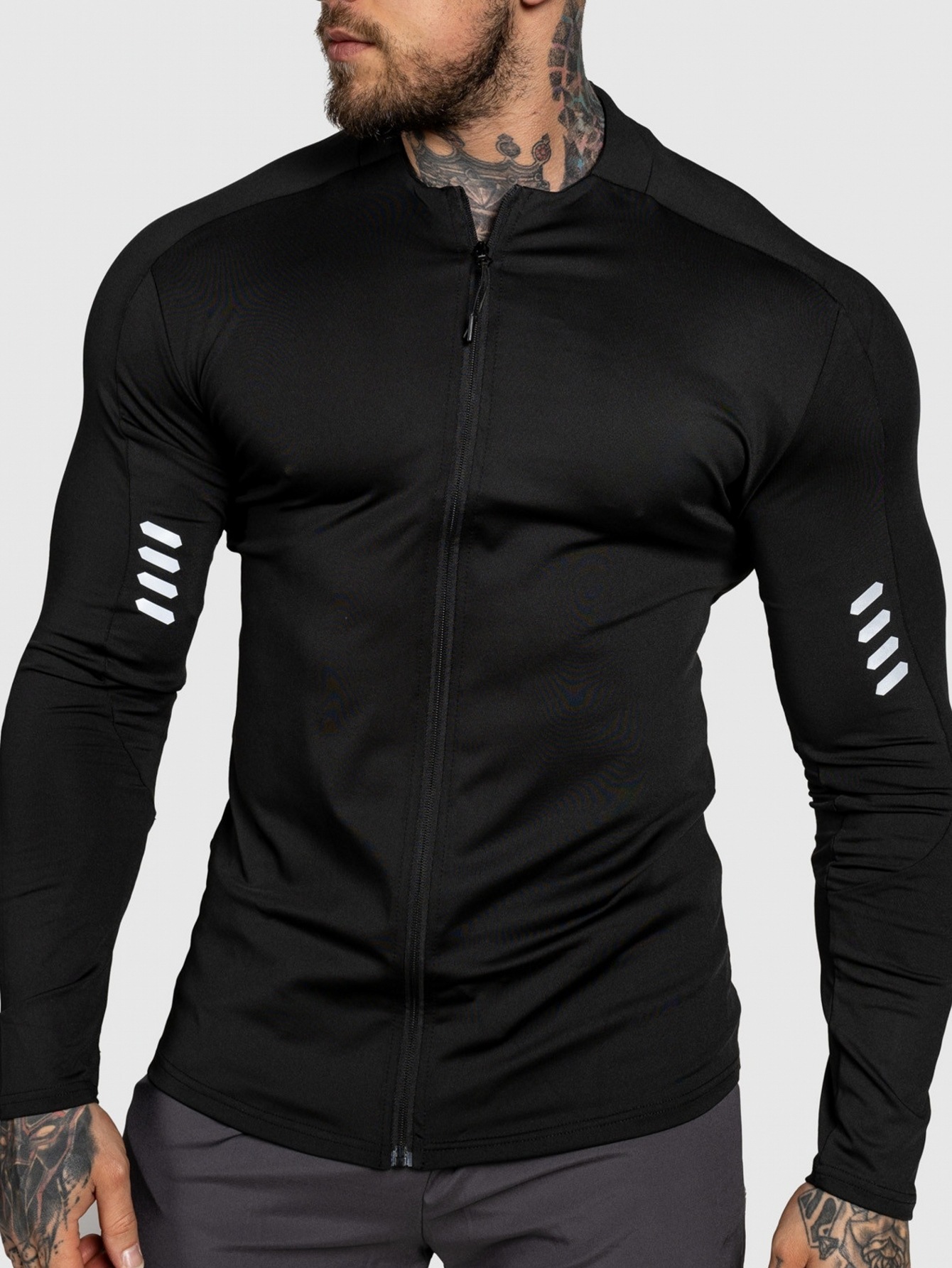 Men's Quick Drying Long Sleeve Cardigan Jacket Slim Fit Stretch Sports Fitness Base Layer Training Running Top Trendy Autumn_viptrois.com
