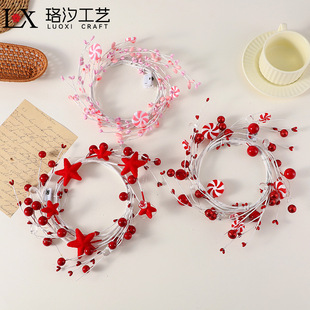 Cross Border Christmas Wreath Decorations Candy Stars Luminous Decorations Room Door Window Christmas Hanging Ornaments Wholesale