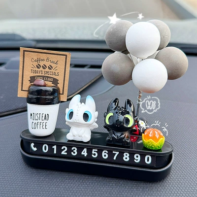 Nömrəli dayanma kartı, Temporary Car Parking Sign - gray-and-white-balloons-black-and-white-toothless-boy-coffee-green-orange-magnetic-digital-parking-sign