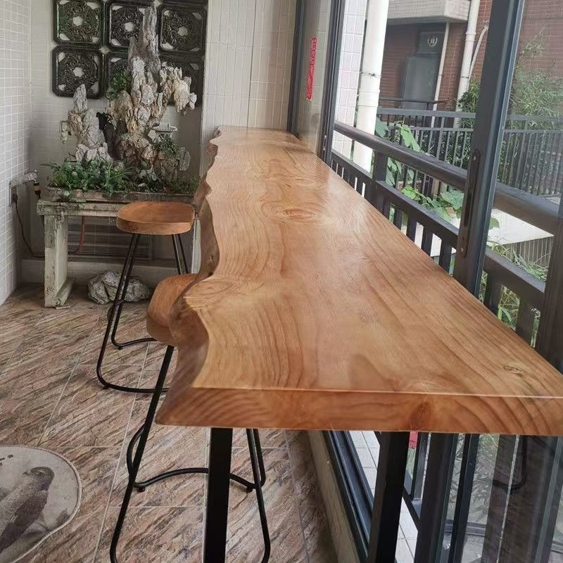 实木吧台桌子靠墙长条桌酒吧家用高脚桌阳台休闲甜品店桌椅组合