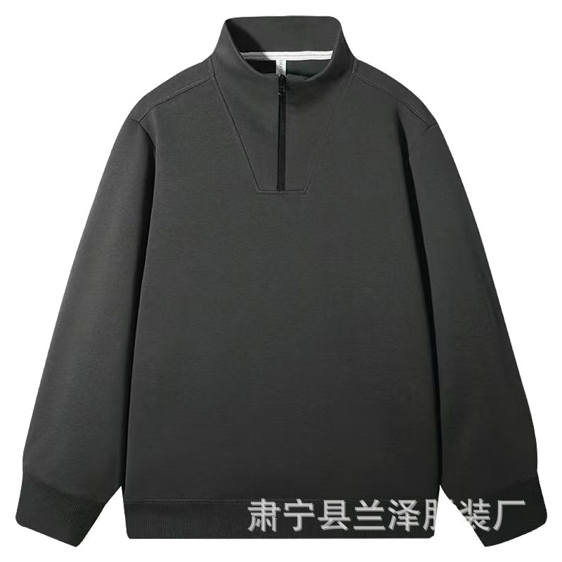 华棉320g半拉链立领卫衣批发纯色打底套头衫男女款休闲长袖外套潮|undefined
